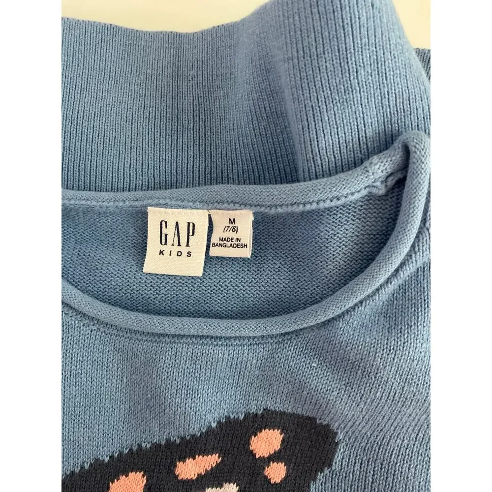 NWOT Gap Kids Girls Spring Blue Butterfly Crew Neck Sweater Youth Medium 7/8